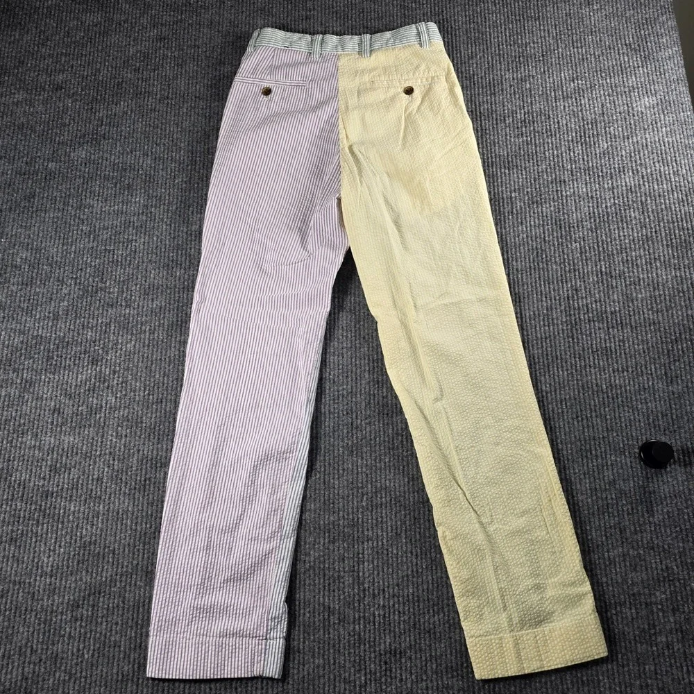 Brooks Brothers Clark Fit Seersucker Multi Color Block Stripe Pants Mens 28x32